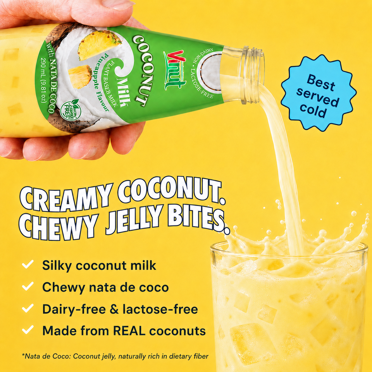 Pineapple Coconut Milk with Nata de Coco — 12 Pack | Creamy Coconut Drink with Jelly Pieces