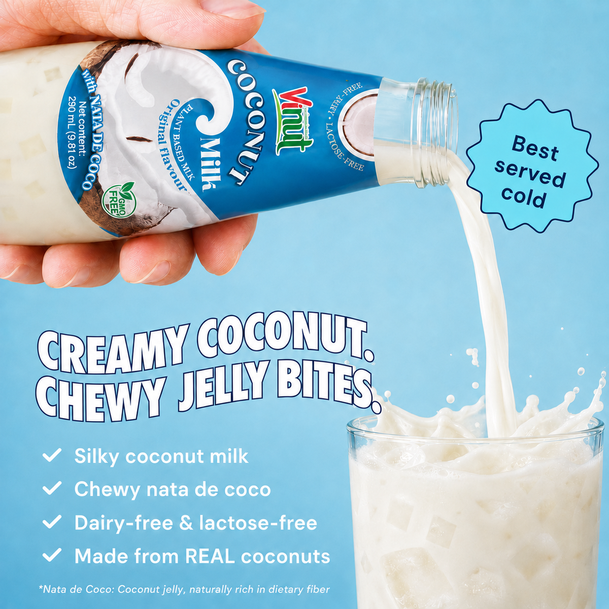 Original Coconut Milk with Nata de Coco — 12 Pack | Creamy Coconut Drink with Jelly Pieces