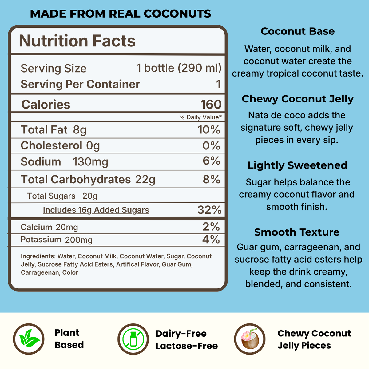 Original Coconut Milk with Nata de Coco — 12 Pack | Creamy Coconut Drink with Jelly Pieces