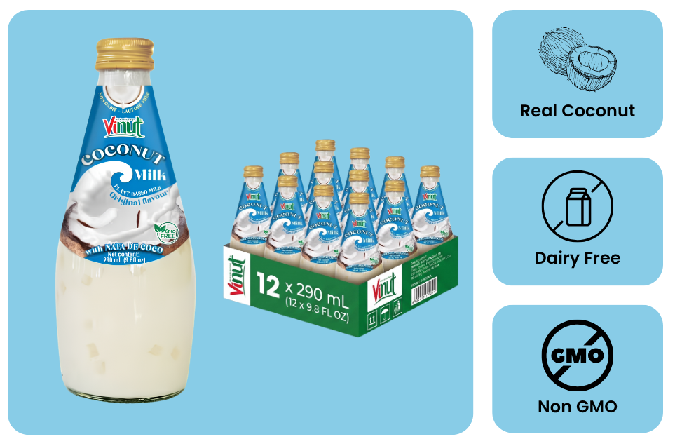 Original Coconut Milk with Nata de Coco — 12 Pack | Creamy Coconut Drink with Jelly Pieces