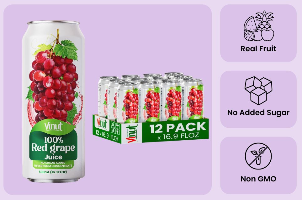 VINUT grape juice attributes including no added sugar and not from concentrate