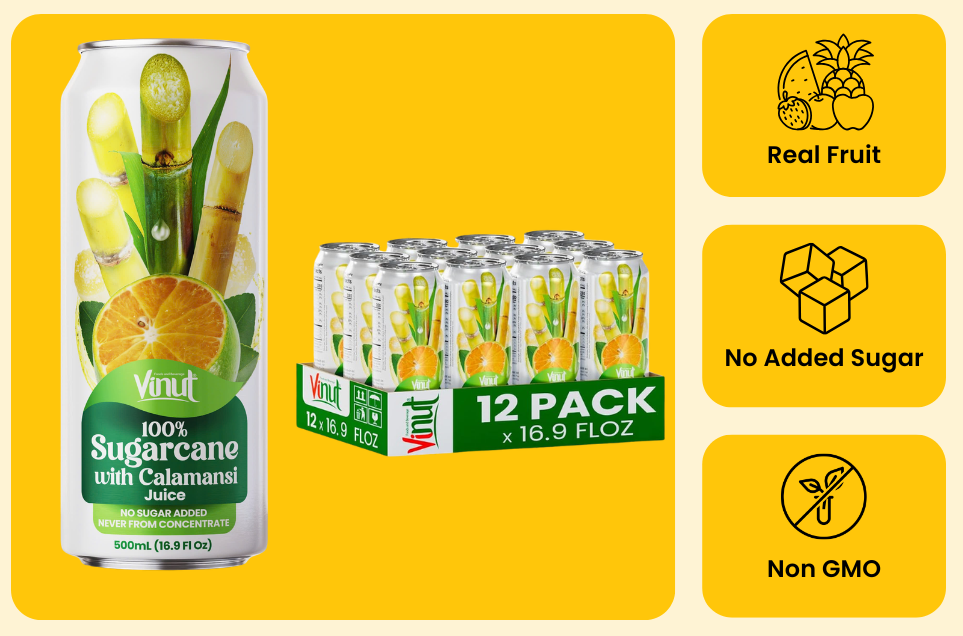 Vinut 100% Sugarcane juice attributes including no added sugar and not from concentrate