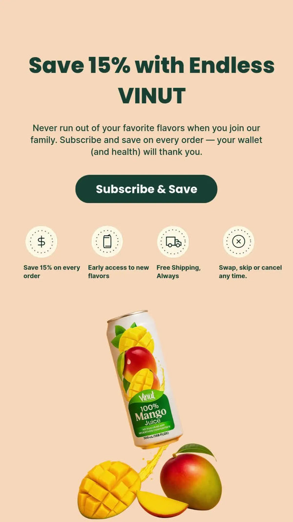 Save 15% with vinut fruit juice subscription